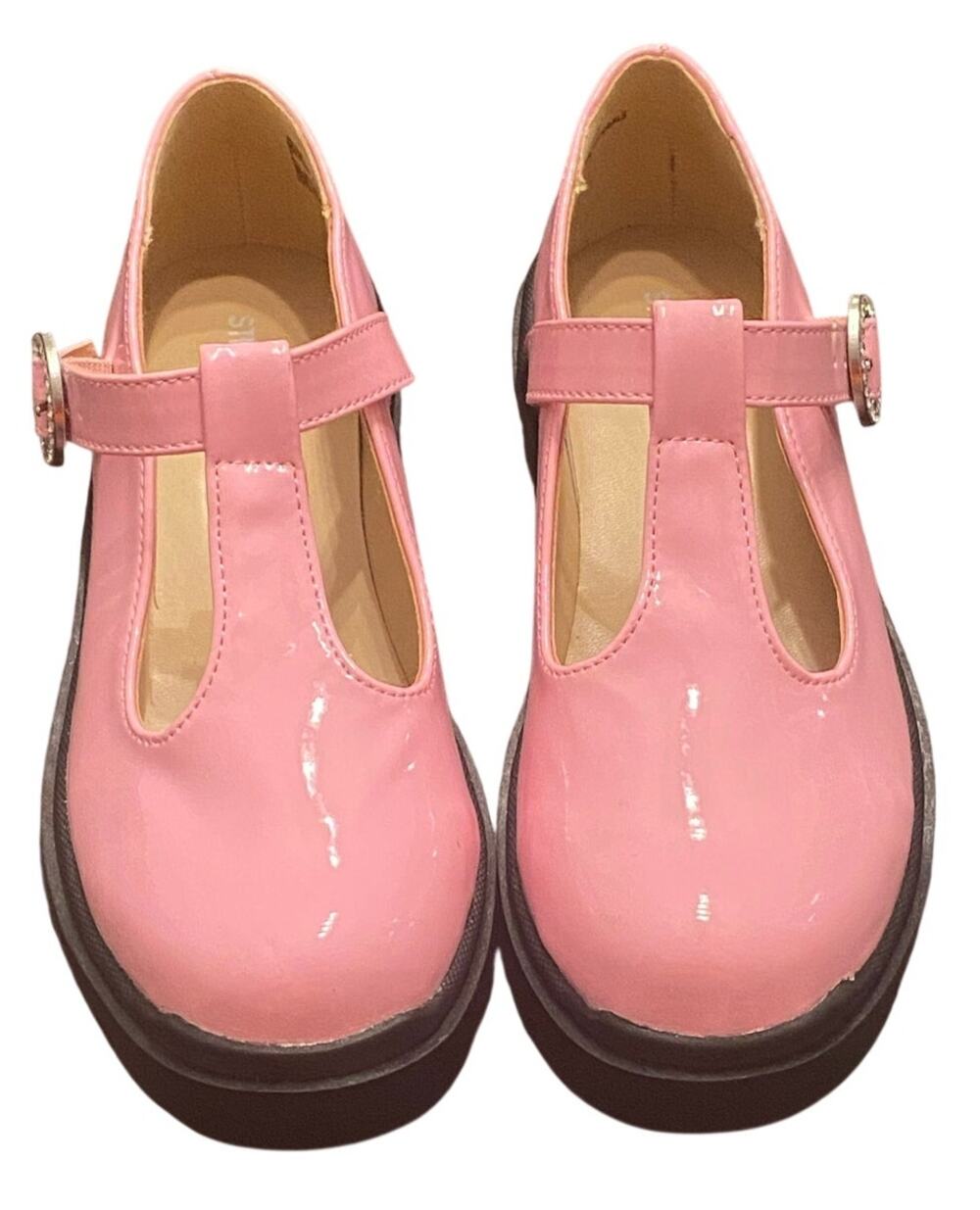 Steve Madden JSUZEY Pink Patent Mary Jane Loafers Girls Size 3 Chunky Lug School